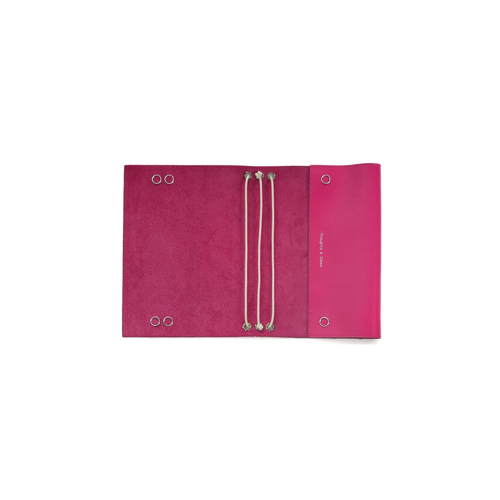 Leather Sleeve with Journals: Half-Size in Dragon Fruit