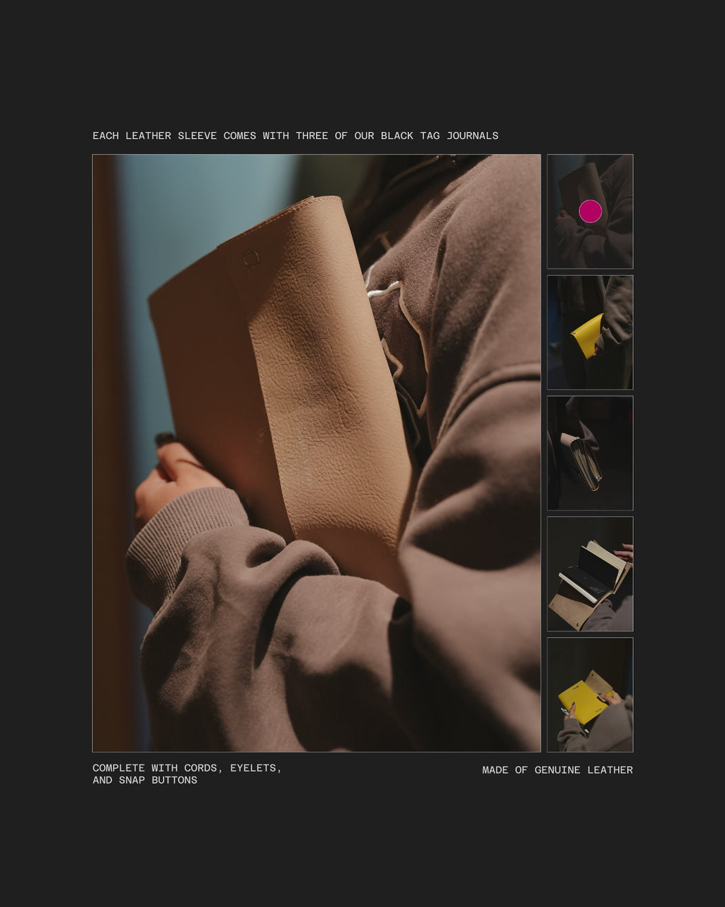 Leather Sleeve with Journals: Full-Size in Evergreen