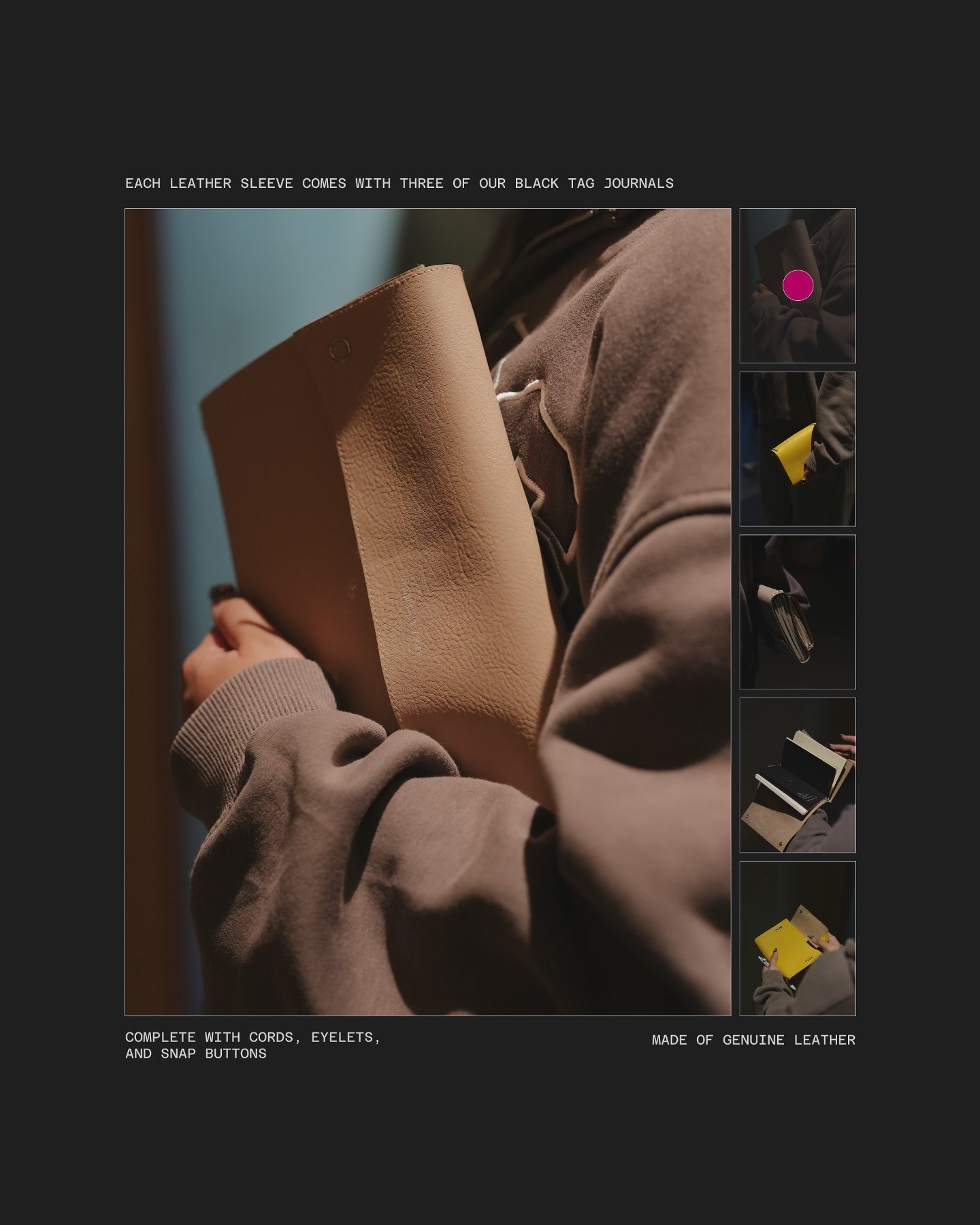 Leather Sleeve with Journals: Full-Size in Evergreen